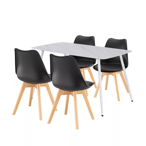 Zestaw jadalniany Ravena 4+1 biało-czarny