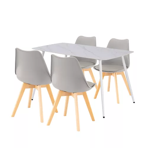 Zestaw jadalniany Ravena 4+1 biało-szary