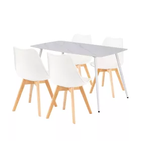 Zestaw jadalniany Ravena 4+1 biało-biały