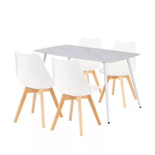 Zestaw jadalniany Ravena 4+1 biało-biały