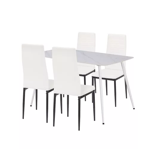 Zestaw jadalniany Renton 4+1 biało-czarny
