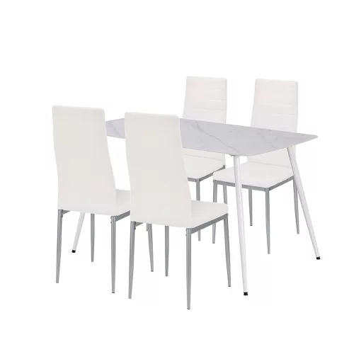 Zestaw jadalniany Renton 4+1 biało-szary