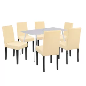 Zestaw jadalniany Megan 6+1 biało-beżowy