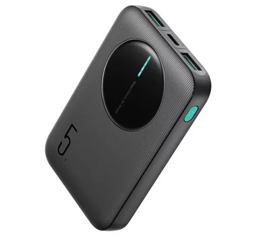 Ładowarka awaryjna JOYROOM 2 gniazda USB+Type-C (5000mAh, 12W, szybka ładowarka PD, wskaźnik LED) CZARNA