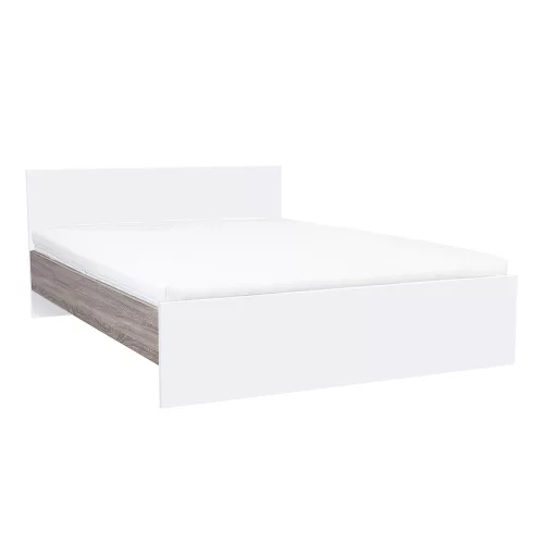 Łóżko podwójne Miami bez uchwytu na pościel 160x200 cm dąb biały-ork