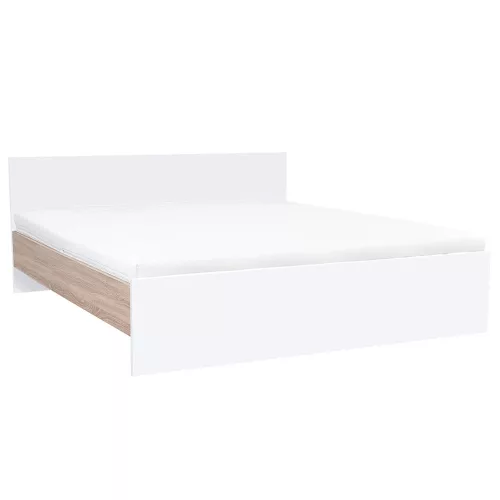 Łóżko dwuosobowe Miami bez uchwytu na pościel 180x200 cm biały-dąb sonoma