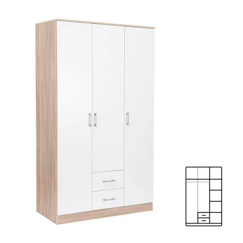 Lite drewno Miami 120x205 cm biały-dąb sonoma