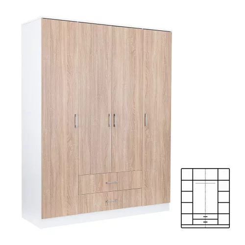 Lite drewno Miami 160x205 cm dąb sonoma-biały