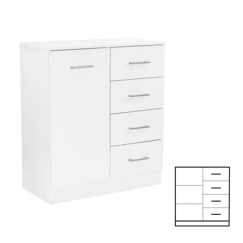 Kredens Miami 1 drzwi 4 szuflady 80x92 cm biało-biały