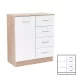 Kredens Miami 1 drzwi 4 szuflady 80x92 cm biały-dąb sonoma