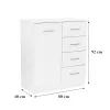 Kredens Miami 1 drzwi 4 szuflady 80x92 cm dąb york-biały