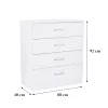 Miami komód 4 fiókos 80x92 cm fehér-fehér