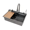 Wielofunkcyjny zlewozmywak Catania ze stali nierdzewnej z cyfrowym kranem