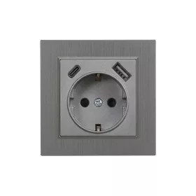   Nova csatlakozóaljzat USB csatlakozóval szürke szálcsiszolt kerettel