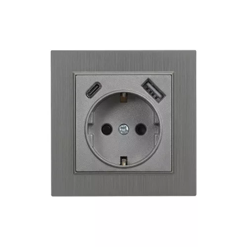 Nova csatlakozóaljzat USB csatlakozóval szürke szálcsiszolt kerettel