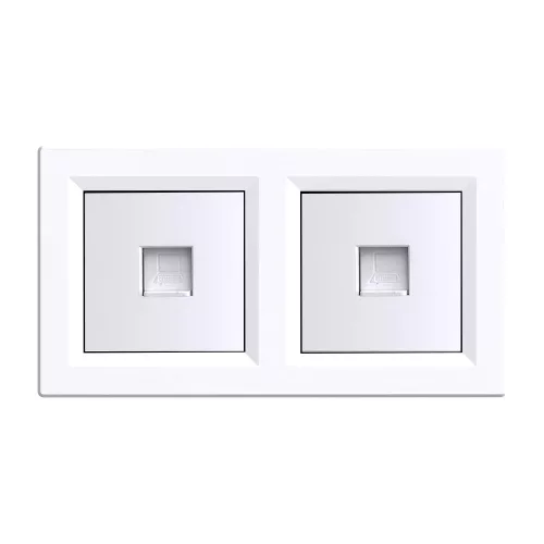 Nova podwójne gniazdo UTP RJA-45 z białą ramką