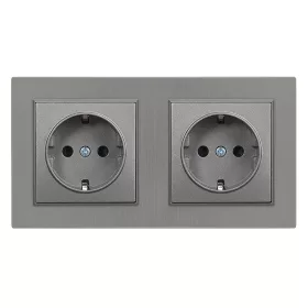 Nova kettős dugalj szürke szálcsiszolt kerettel