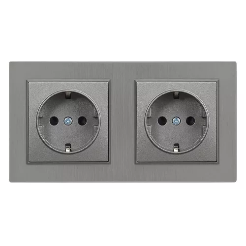 Nova kettős dugalj szürke szálcsiszolt kerettel