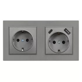   Nova dugalj USB csatlakozóval szürke szálcsiszolt kerettel