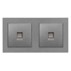   Nova kettős UTP aljzat RJA-45 szürke szálcsiszolt kerettel