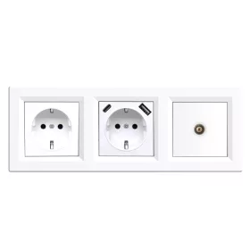 Wtyczka Nova, USB, gniazdo TV z białą ramką