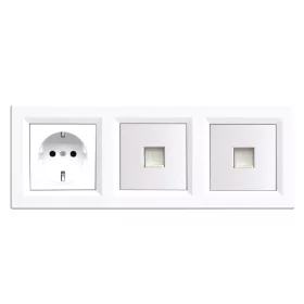 Wtyczka Nova III z dwoma złączami UTP z białą ramką