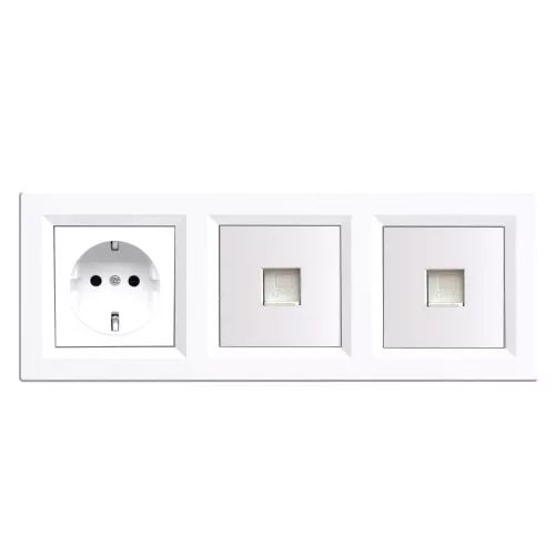 Wtyczka Nova III z dwoma złączami UTP z białą ramką