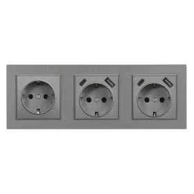   Nova III dugalj kettő USB csatlakozóval szürke szálcsiszolt kerettel