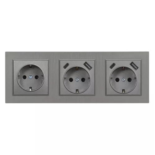 Nova III dugalj kettő USB csatlakozóval szürke szálcsiszolt kerettel