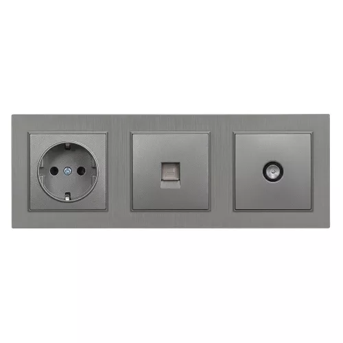 Nova dugalj, UTP, TV csatlakozóval szürke szálcsiszolt kerettel