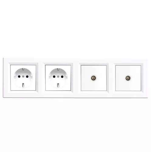 Nova IV dwa gniazda z dwoma gniazdami TV z białą ramką