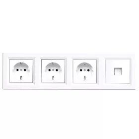 Nova IV trzy gniazda ze złączem UTP z białą ramką