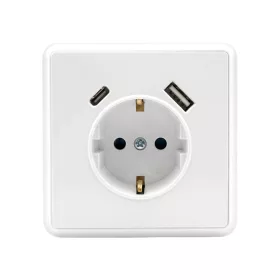 Gniazdo zasilania Nova ze złączem USB białe