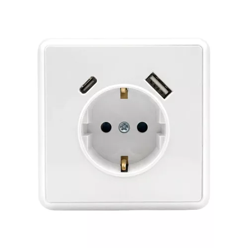 Gniazdo zasilania Nova ze złączem USB białe