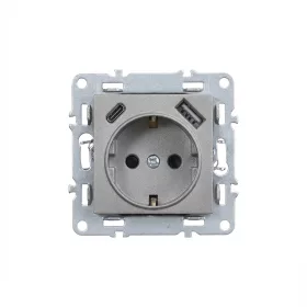 Gniazdo zasilania Nova ze złączem USB w kolorze szarym