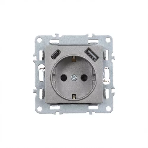 Gniazdo zasilania Nova ze złączem USB w kolorze szarym