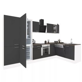   Narożna szafka kuchenna Yorki 340 z dolnym piekarnikiem, chłodziarką i lodówką