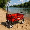 Składany wózek plażowy ogrodowy czerwony