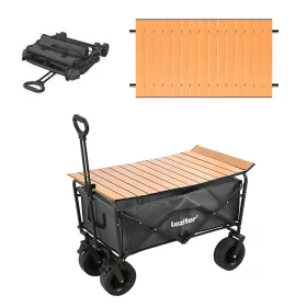 Składany wózek plażowy premium ze stolikiem, szary