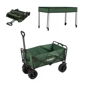 Składany wózek plażowy premium z zielonym dachem