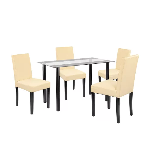 Zestaw jadalniany Karin 4+1 czarno-beżowy