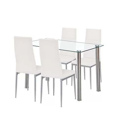 Zestaw jadalniany Mateo 4+1 biało-szary