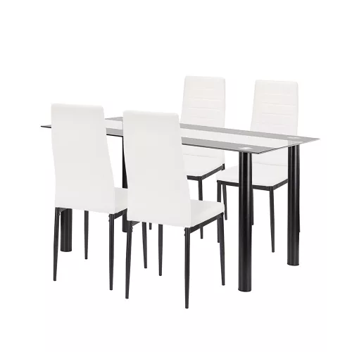 Zestaw jadalniany Denton 4+1 biało-czarny