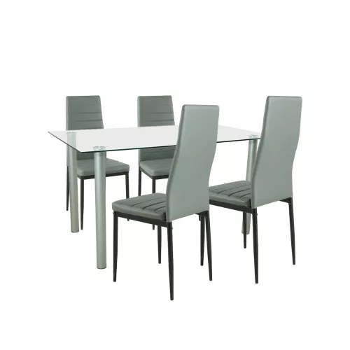 Zestaw jadalniany Verna 4+1 szaro-czarny