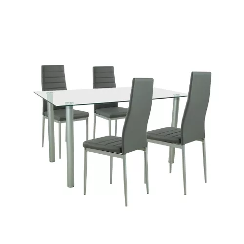 Zestaw jadalniany Verna 4+1 szaro-szary