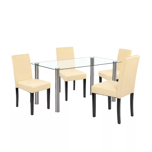 Zestaw jadalniany Cadiz 4+1 biało-beżowy