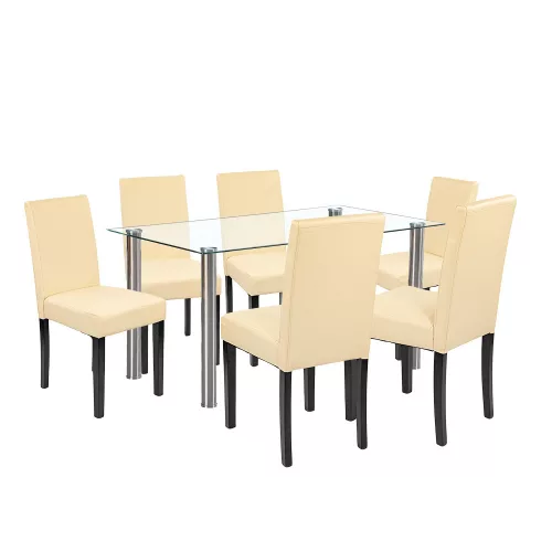 Zestaw jadalniany Cadiz 6+1 biało-beżowy