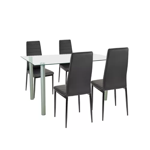 Zestaw jadalniany Verna 4+1 czarny-czarny