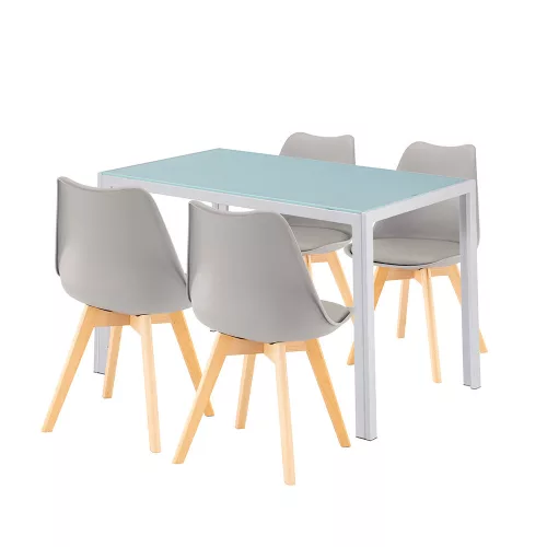 Zestaw jadalniany Liva 4+1 biało-szary