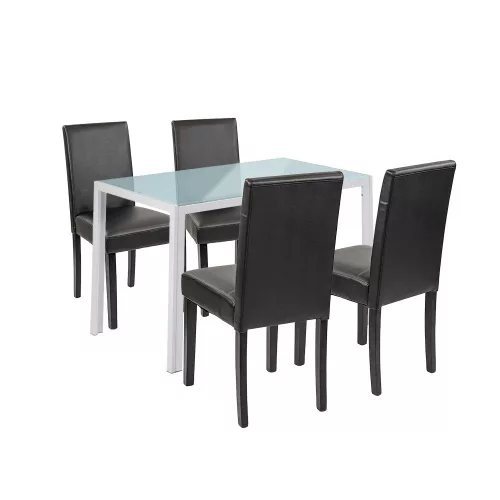 Zestaw jadalniany Mira 4+1 biało-czarny